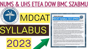MDCAT SYLLABUS 2023 ANNOUNCED/PMDC LATEST SYLLABUS 2023/NUMS 2023 & MDCAT Merit Formula #pmdc #nums