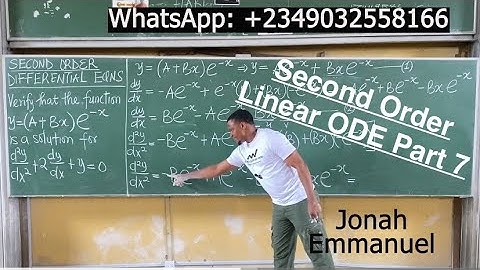 Part 7 Second Order Linear Differential Equations Example and Complete Solution #jonahemmanuel