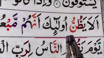 Surah Al-Mutaffifin/Ayat 1-5/ repeating 5 times/ سورة المطففين