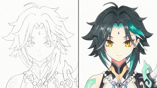 如何畫魈 | 原神 | 魈 | 由起稿到上色全過程示範 | 畫畫教學 | How to draw Xiao | Genshin Impact | step by step | drawing