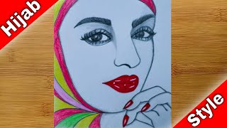 Beautiful And Colorful Hijab Muslim Girl Realistic Face For Beginner Learning Drawing Video