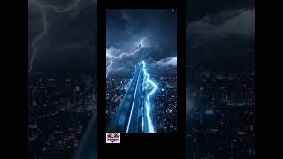 Futuristic Bullet Train On Lightning Rails ..In The Sky