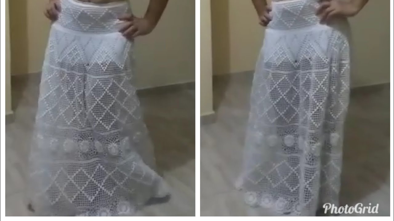 saias longas de croche com graficos e receitas