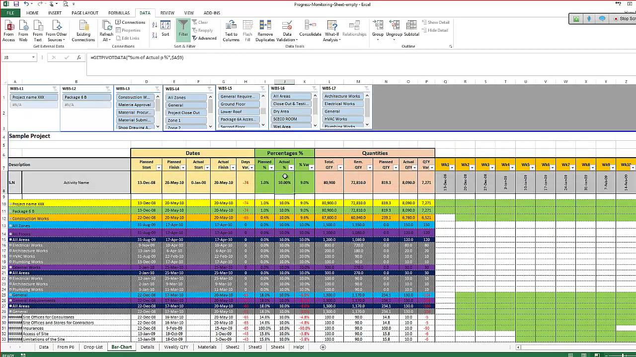 Monitoring and Controlling Excel Sheet, From Primavera to Excel - YouTube