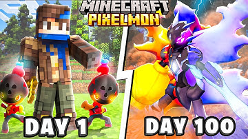I Spent 100 DAYS In SHINY FUSION PIXELMON! (Minecraft Pokémon)