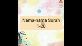 Nama-nama Surah didalam Al-Qur'an 1 sampai 20