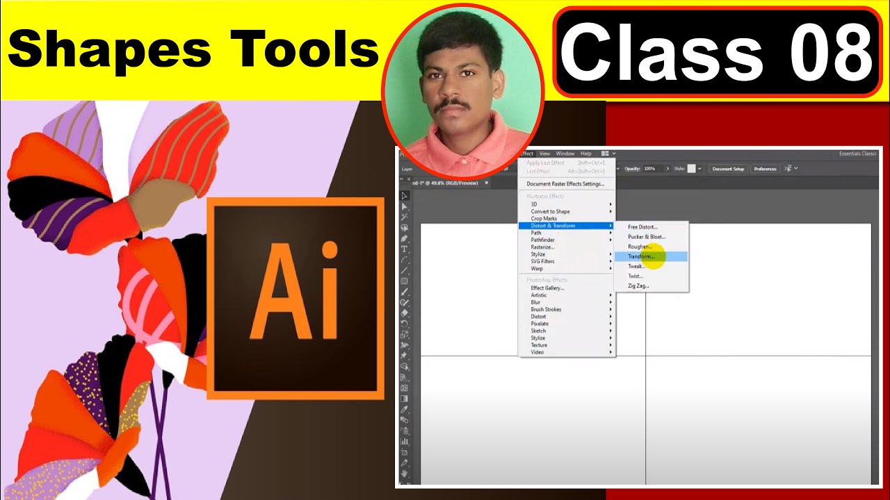 Adobe illustrator shapes tutorial class 08 - YouTube