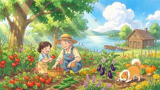 Grandma's Garden Morning 🍅 Family Vegetable Harvest & Lakeside Homestead | Ghibli-Style ASMR screenshot 3