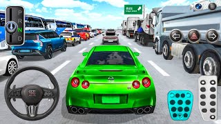 Green Nissan GTR🚘 Driving in Eight Lane Highway - 3D Driving Class Simulator | Best Android Gameplay screenshot 3