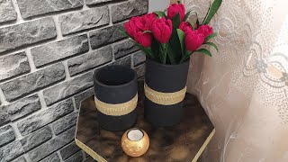 من اسطوانة كرتون اعملي فاز جميل وعصري?? From a cardboard cylinder make a beautiful and elegant vase