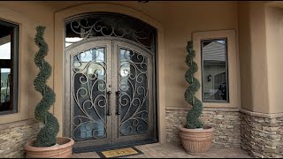 First Impression Ironworks Behind the Curtains Iron Entry Door