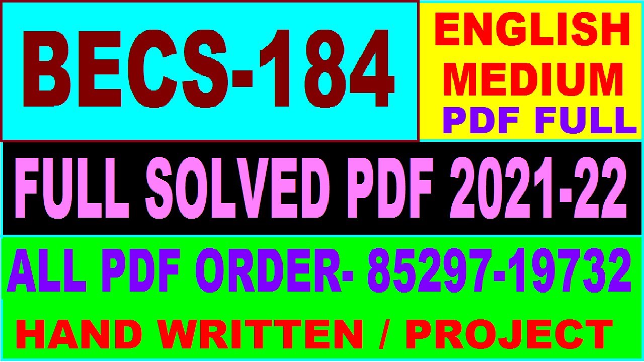 becs 184 solved assignment pdf download