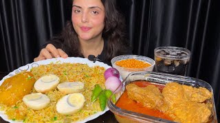 ASMR Eating Egg Biryani with Chicken Chaap, Raita | Big Bites, Eating Show 