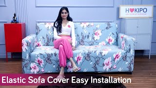 HOKIPO Stretchable Elastic Sofa Cover Installation