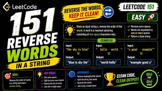 LeetCode 151 : Reverse Words in a String | #leetcode #cpp #coding #dsa