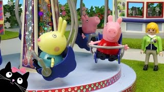 Peppa Pig y George van al Parque de Atracciones de Playmobil - Juguetes de Peppa Pig