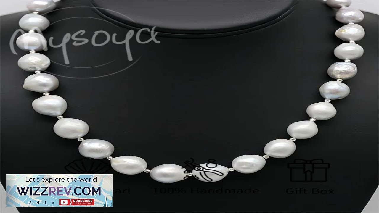 MYSOYA 11 13mm Gray Edison Freshwater Pearl Necklace For Women And Men Gift