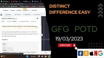 Distinct Difference || GFG POTD 19/03/2023 || @gfg @leetcode @CodeThurst