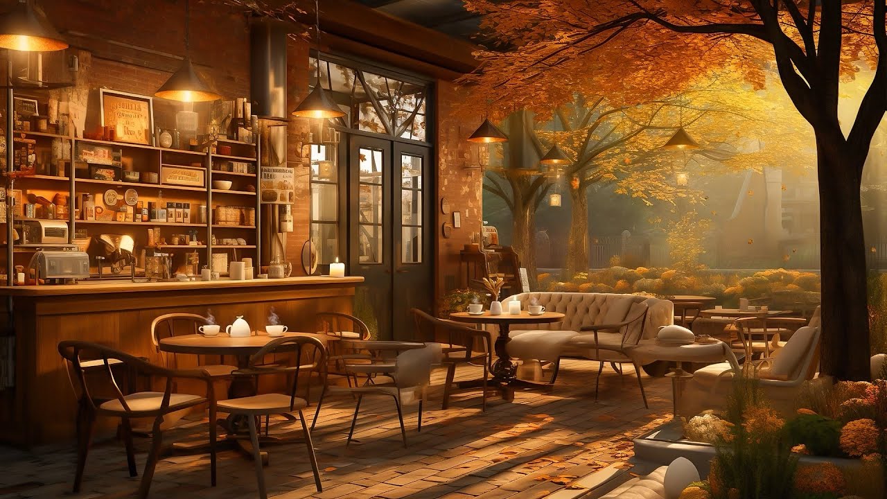 Cozy Autumn Coffee Shop Ambience ☕ Relaxing Piano Jazz Music for Study ...