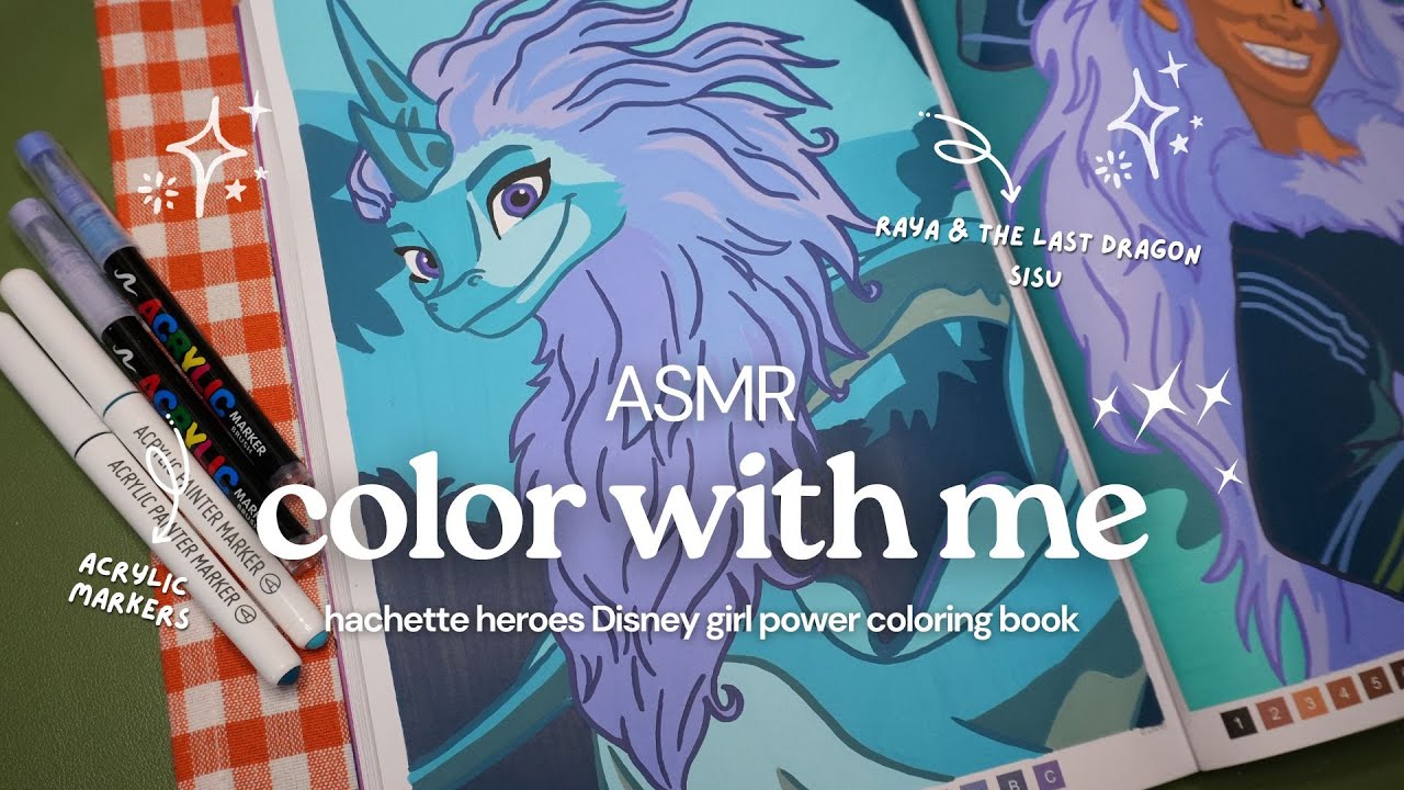 ASMR color with me 💜🩵 Sisu | Disney mystery coloring book using Guangna + Languo acrylic markers