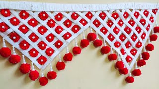 पुरानी ऊन और फीती से बनाए नयी डिजाइन की तोरणWoolen&Pearl Door Hanging ToranNew Crochet ToranToran