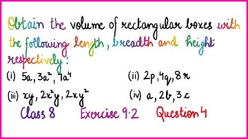 Class 8 Ex 9.2 Q4 | Volume of rectangle | Algebraic Expressions and Identities | NCERT Maths