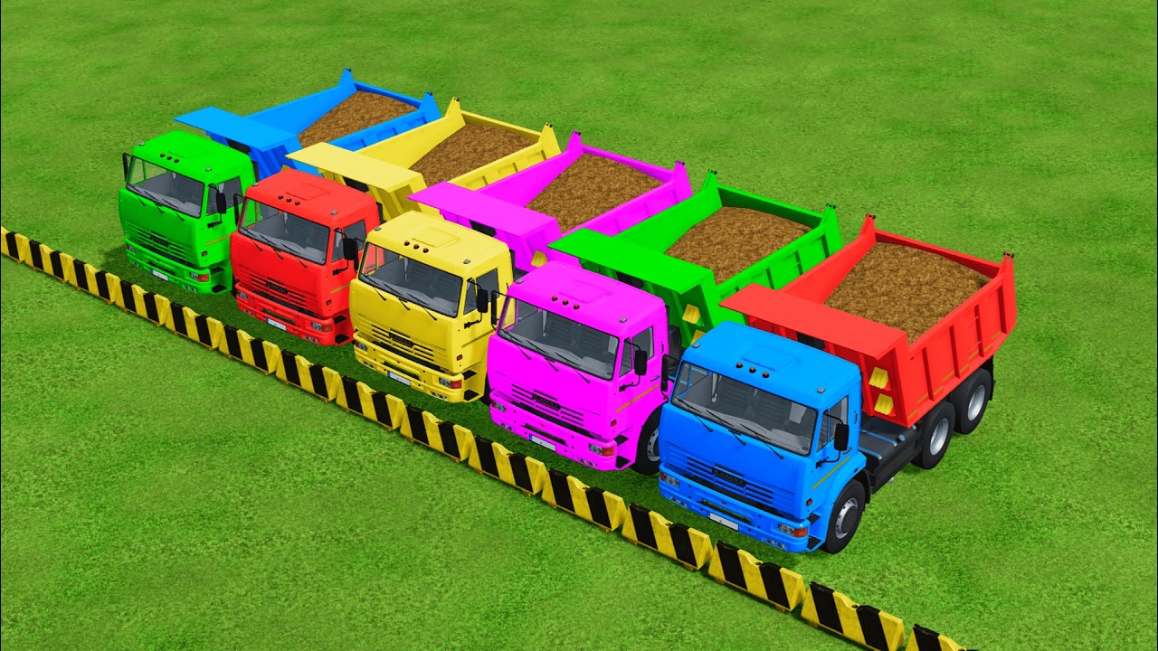 Work with Colors! SAND TRANSPORT with New Holland & KAMAZ TRUCKS! MUDDY ACTION!
