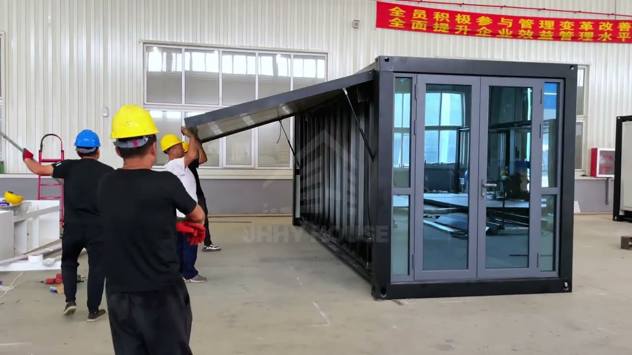 Standard 20ft wood grain color expandable container house display