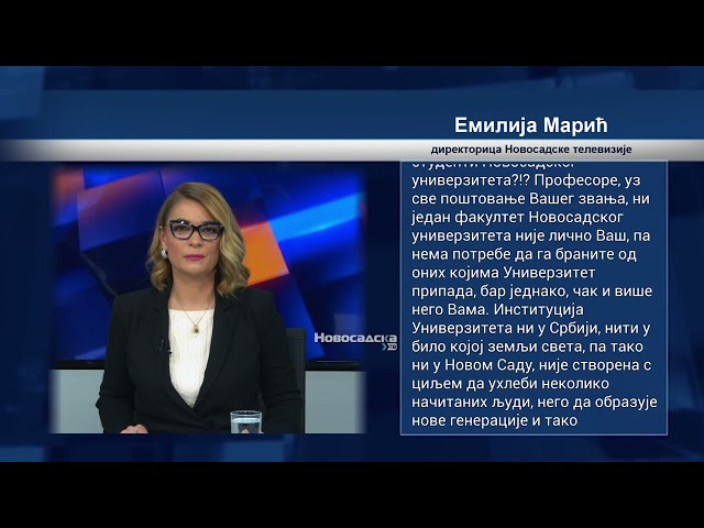 Direktorica Novosadske TV Emilija Marić odgovorila profesoru Sekerušu