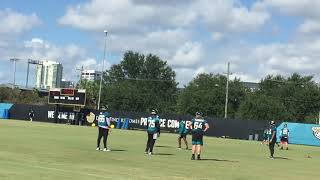 Coach George Warhop testing Cam Robinson’s hands and footwork