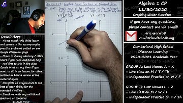 Algebra 1 CP - Graphing Linear Functions in Standard Form [Day 1]