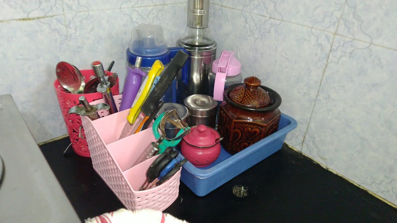 Neat Kitchen CounterTop Organization Within Small Amount - YouTube