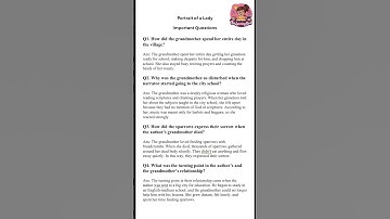 CBSE Class 11 | The Portrait of a Lady | Most Important Questions With Answers | English Hornbill