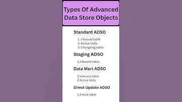Types of Advanced Data Store Objects in SAP BW4HANA | #sap  #bw4hana #ADSO #database