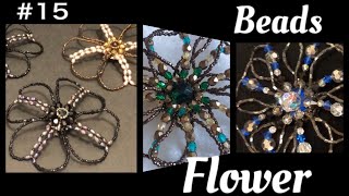 【ビーズの花…ブローチとかんざし】スワロフスキーと淡水パールとチェコガラス＆シードビーズはヴィンテージとスリーカット