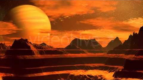 Motion Graphics - Alien Worlds v2 : red planet with gas giant rising | VideoHive