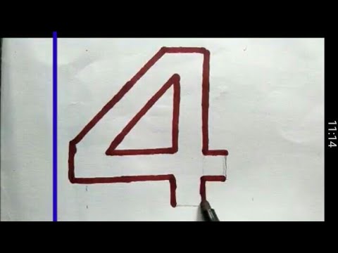 How to draw number 4(Four) For kids ||How to write number 4 |How to ...