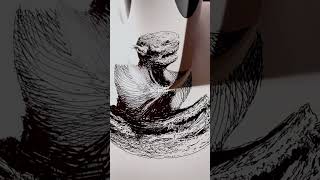 Anamorphic pen drawing. Illusion mirror art. #illusionart #anamorphic #illusion #anamorphicart