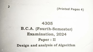 BCA Fourth Semester Paper : Design and analysis of algorithm
