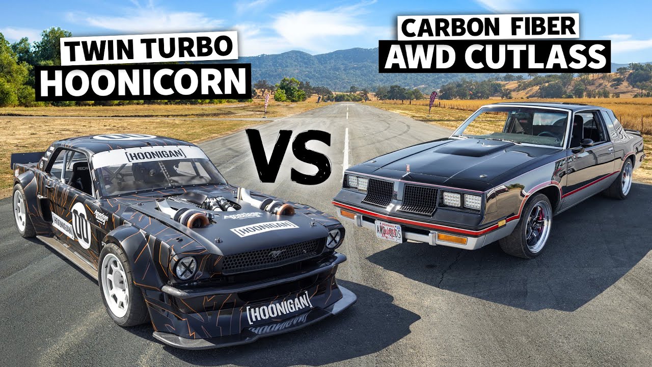 AWD Carbon Fiber Oldsmobile CUTLASS vs Lia Block’s 1400hp Mustang // Hoonicorn vs The World 2