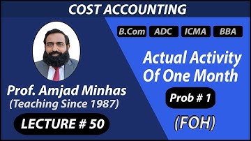 FOH | Actual Activity of One Month | Prob # 1 | Prof Amjad Minhas | Cost Accounting | BCom | CH#10