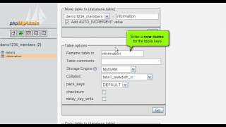 Renaming database tables with phpMyAdmin - www.planethippo.com