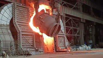 Hot Metal Charging in Basic oxygen furnace#steelmaking #metallurgy