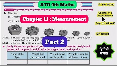 4th Std Maths Chapter 11 Measurement Page 64 to 66 Part 2 - MH Board - Hindi Explanation