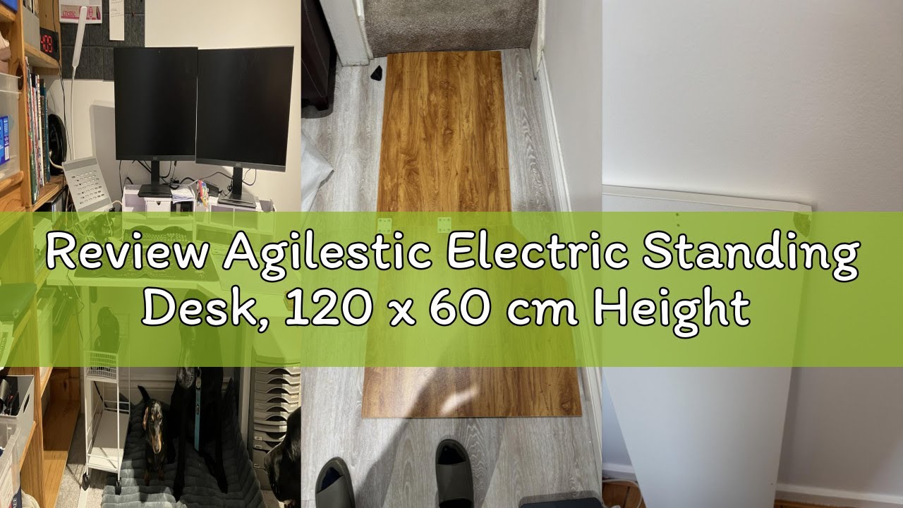 Review Agilestic Electric Standing Desk, 120 x 60 cm Height Adjustable Sit Stand Desk with Splice Bo
