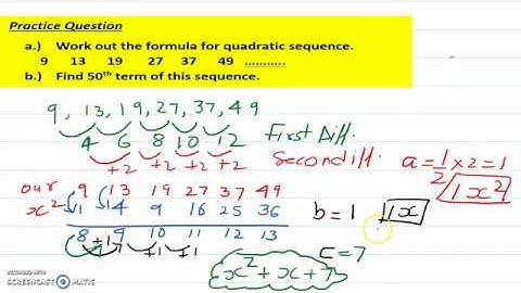 GCSE maths Quadratic Sequence 9 - 1