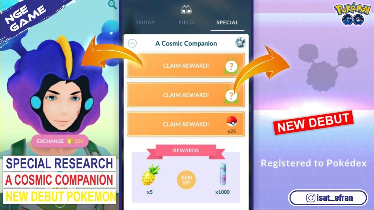 NEW POKEMON DEBUT !!! FROM SPECIAL RESEARCH A COSMIC COMPANION [ POKEMON GO ]