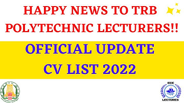 TRB POLYTECHNIC CV LIST 2022 || OFFICIAL UPDATE FROM TRB || ECE LECTURES