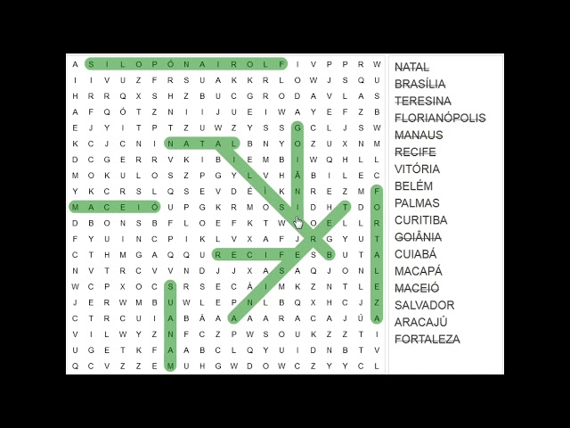 Caça Palavras - Capitais dos Estados Brasileiros - Nível Difícil ((Racha  Cuca)) 