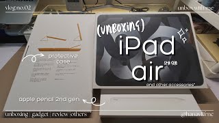 iPad air 5th Gen (space gray) unboxing✨ apple pencil 2nd Gen + accessories setup